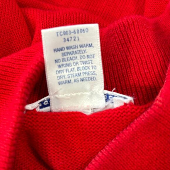 Vintage Pendleton Wms M Classic Red Cotton Knit Sweater Christmas Holiday Winter - Picture 6 of 8